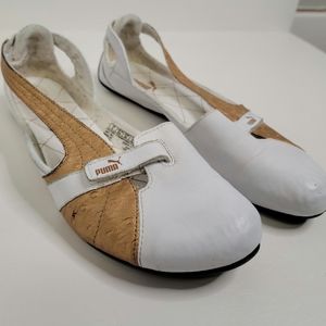 Puma women's white and gold flats size 8.5